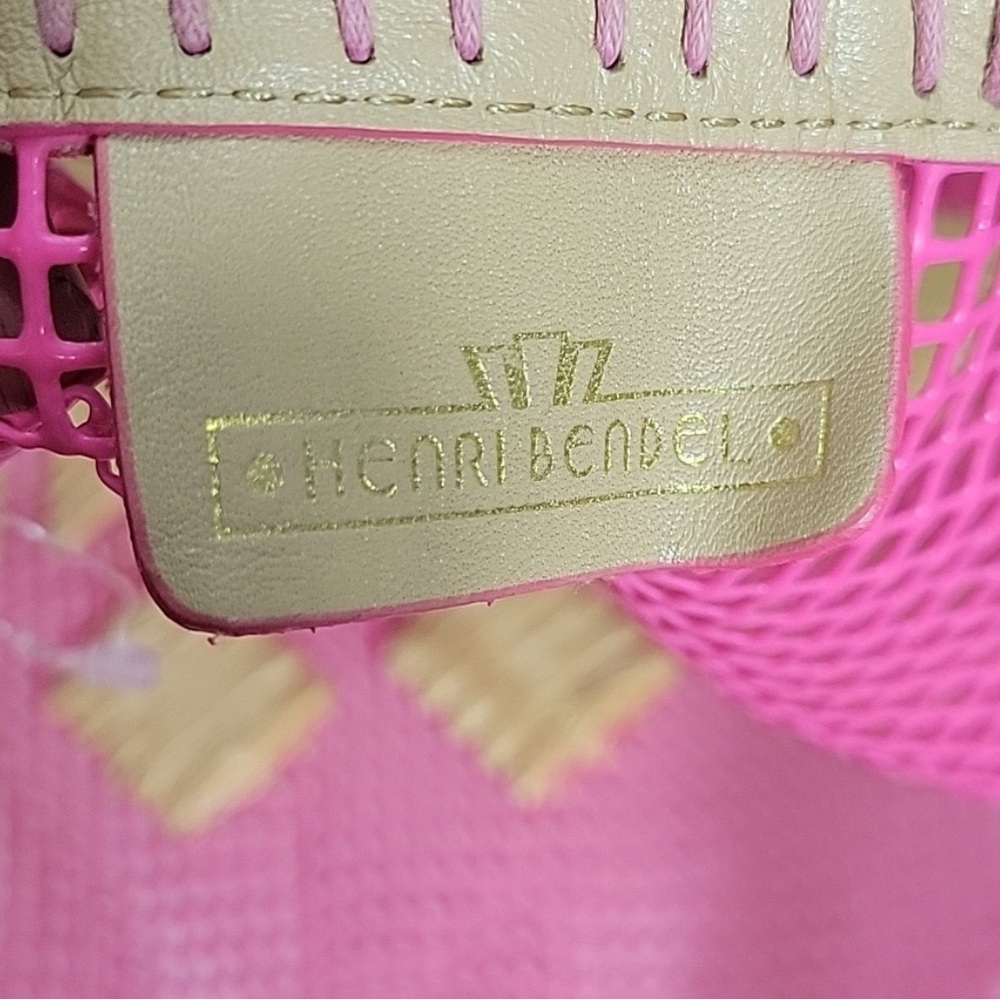 Henri Bendel Pink Raffia Mesh Tote Bag – Summer Beach Travel HB Charm - Picture 7 of 8